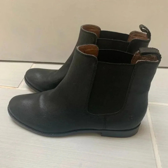 Frye Anna Chelsea Black Leather Ankle Boot Pull On 8.5 - Picture 5 of 10